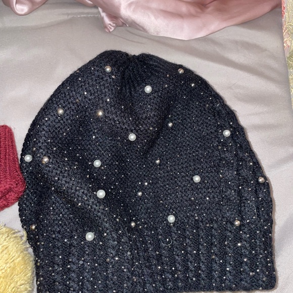 3 hats -red, black with sparkles and pearls and Michael Jordan youth hat - Picture 3 of 4